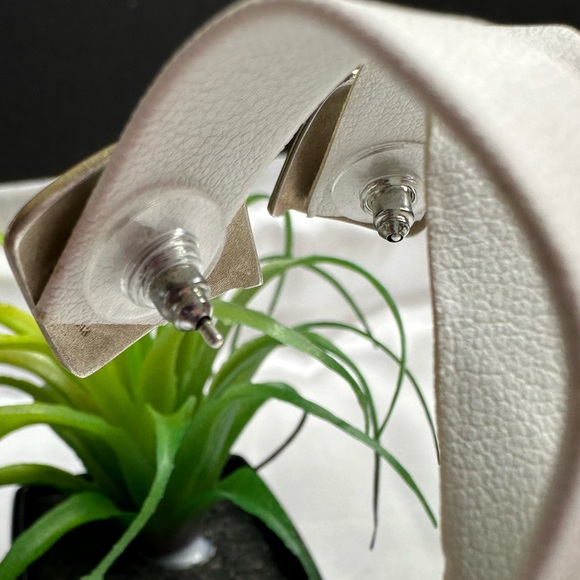 Ed Levin Sterling Silver 14K Gold Modern Spiral Stud Earrings - Picture 4 of 7